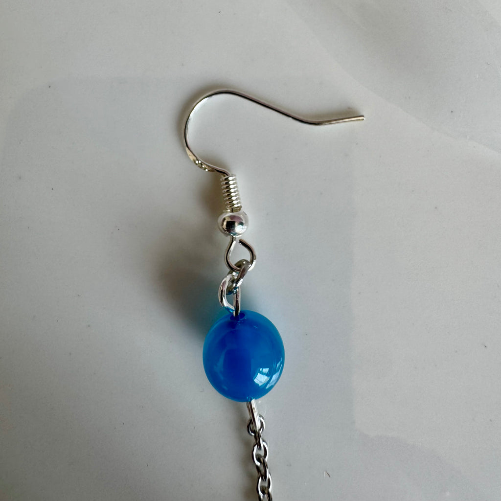 Blue Agate Stainless Steel Drop Earrings