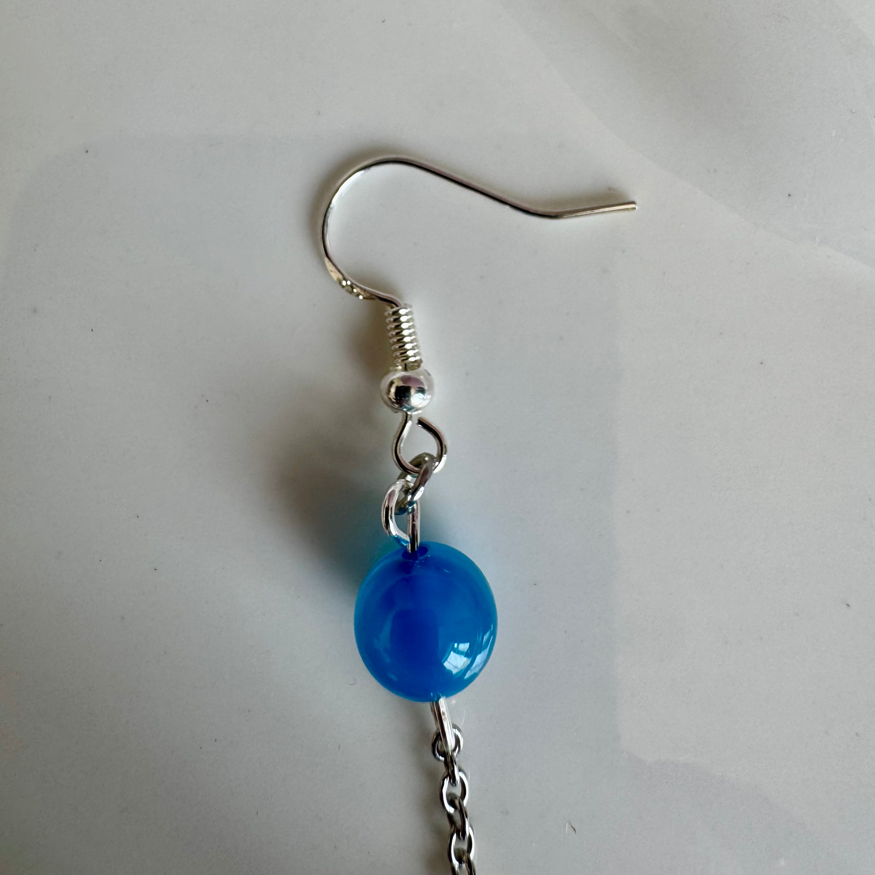 Blue Agate Stainless Steel Drop Earrings
