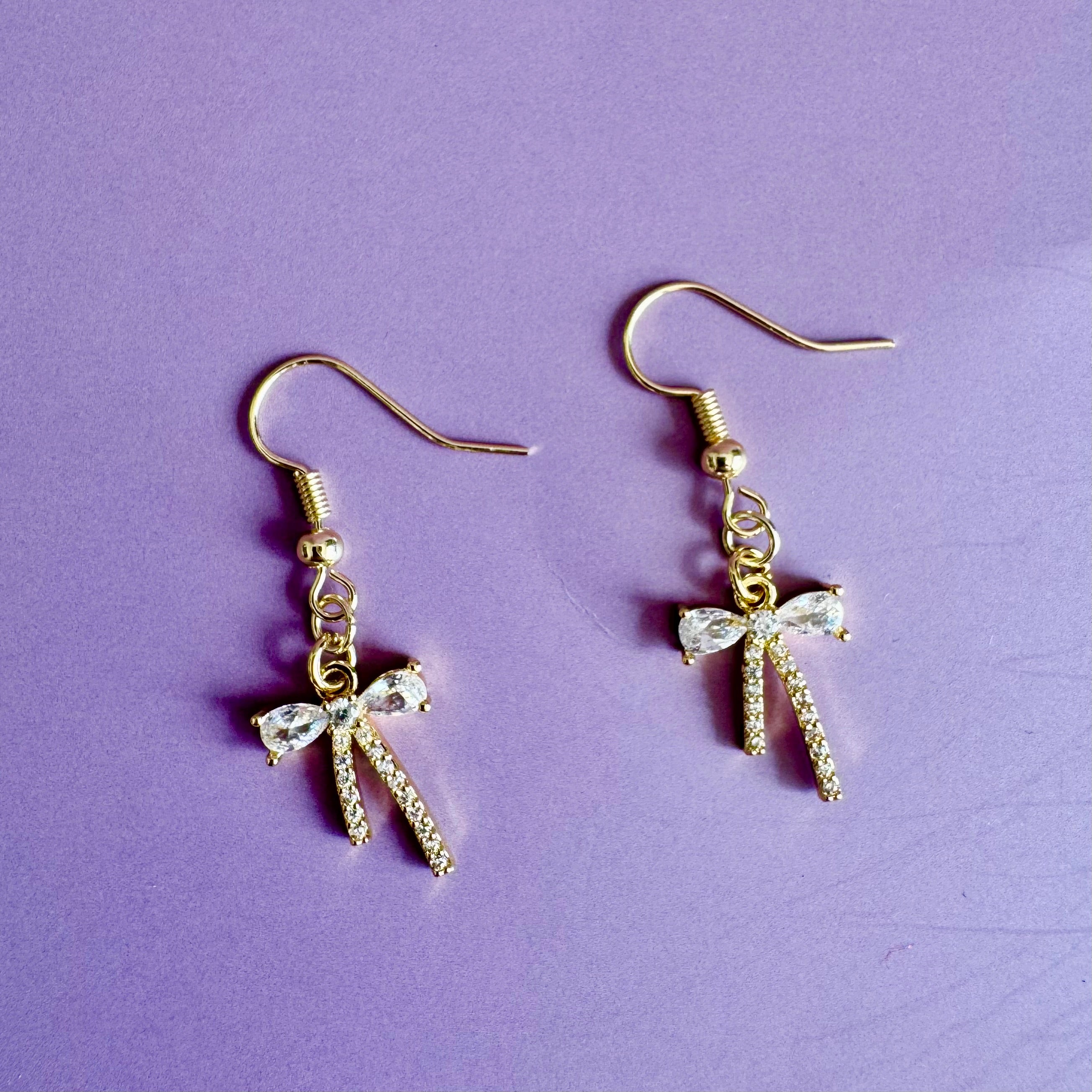 18k Gold Filled Bow Drop Earrings