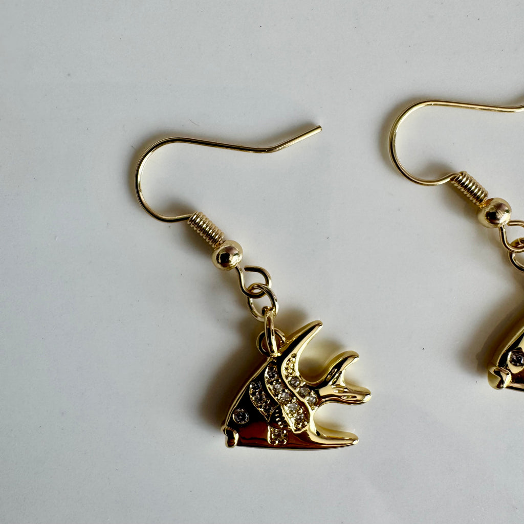 18k Gold Filled Tropic Fish Charm Earrings