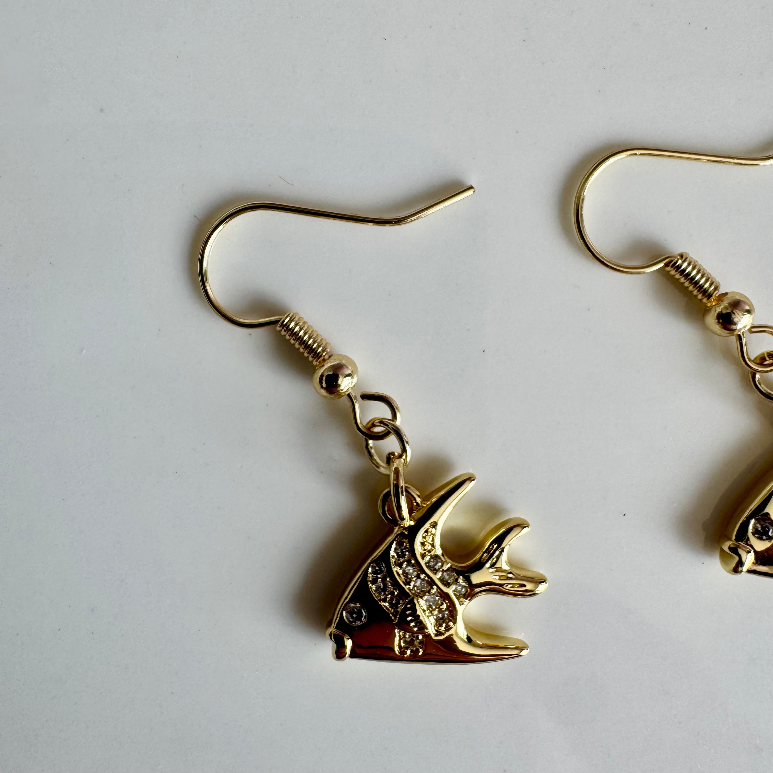 18k Gold Filled Tropic Fish Charm Earrings