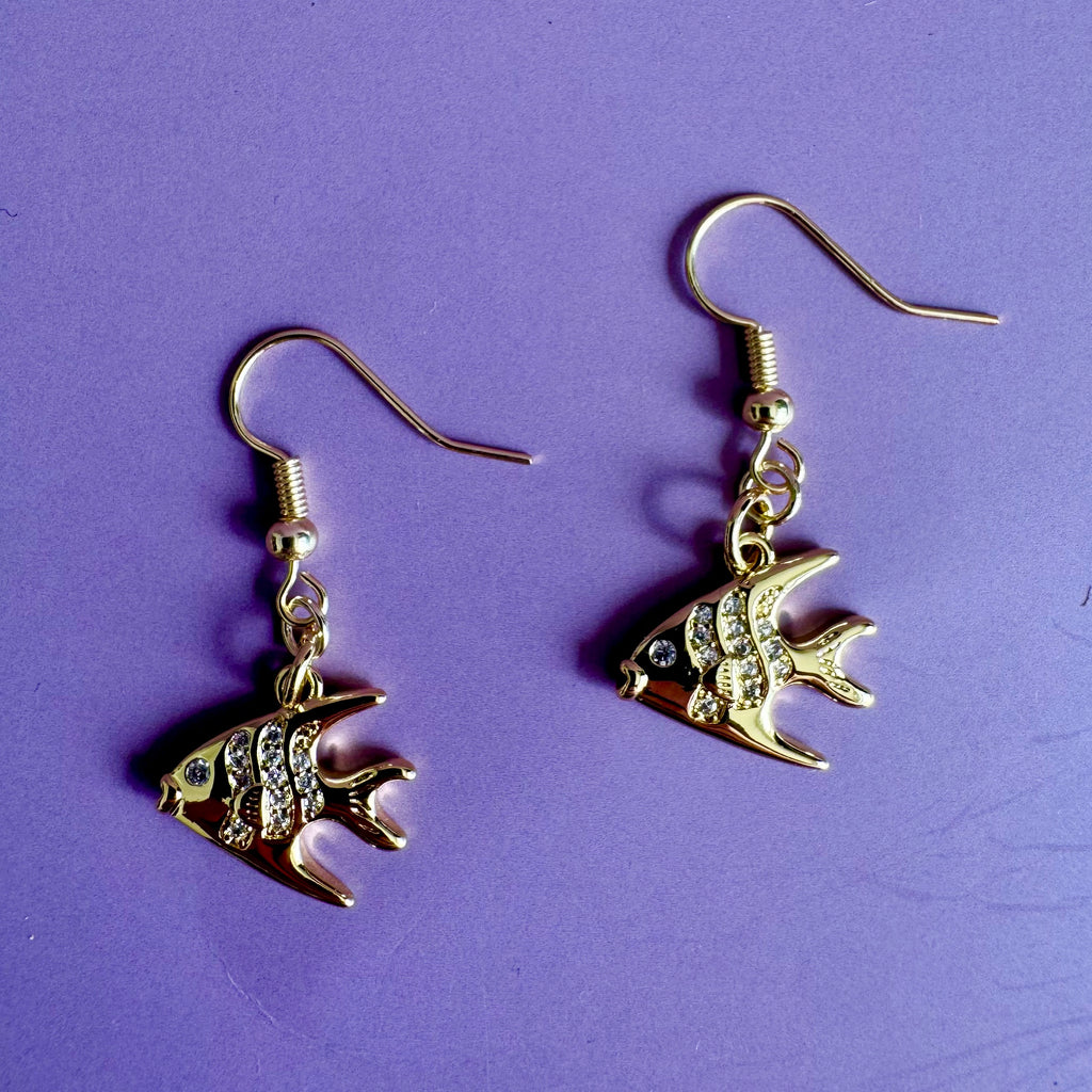 18k Gold Filled Tropic Fish Charm Earrings
