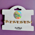 18k Gold Filled White Flower and Genuine Pink Moonstone Bracelet