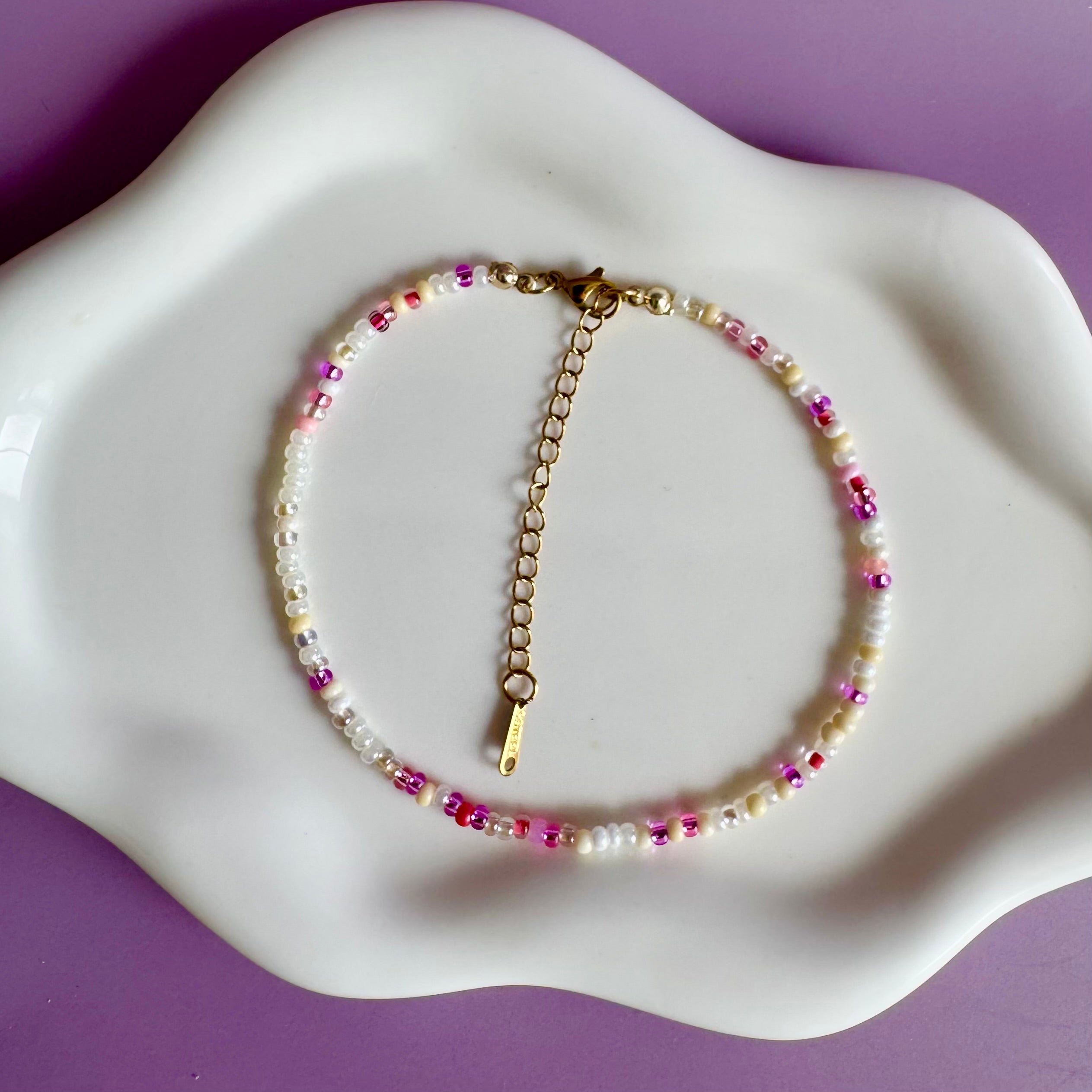 18k Gold Filled Soft Bloom Beaded Anklet