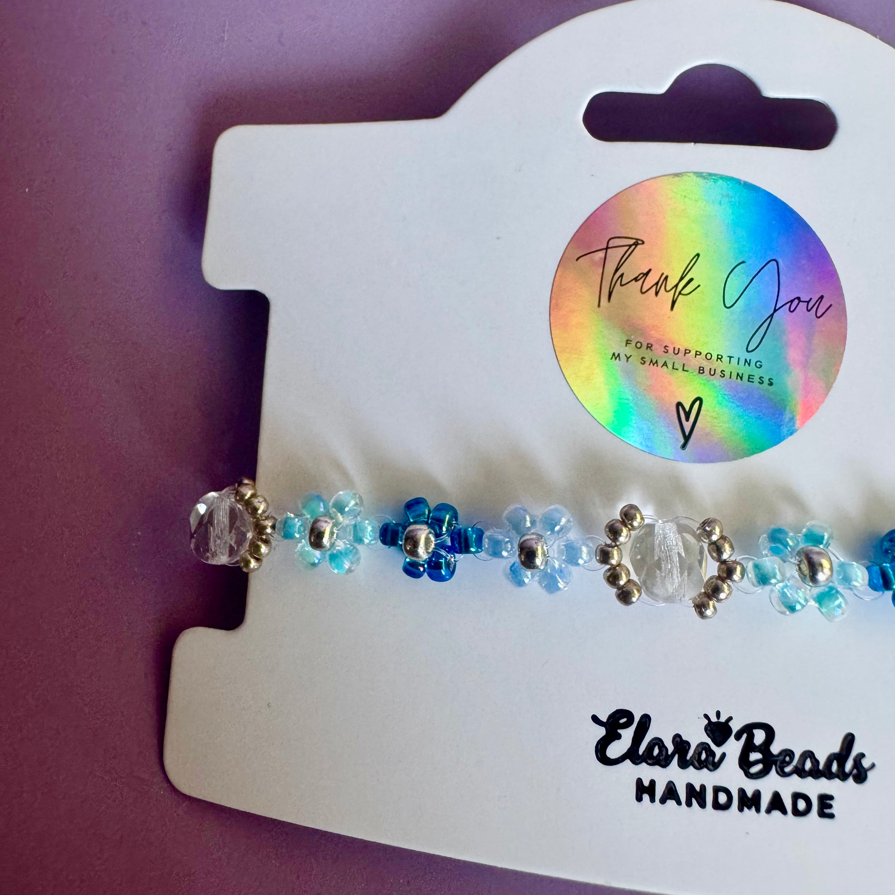 Mixed Blue Bouquet Miyuki Bracelet | Sterling Silver