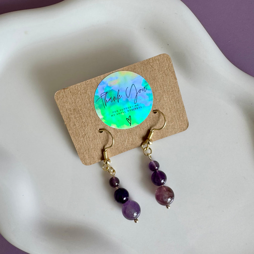 18k Gold Filled Purple Amethyst Tiered Earrings