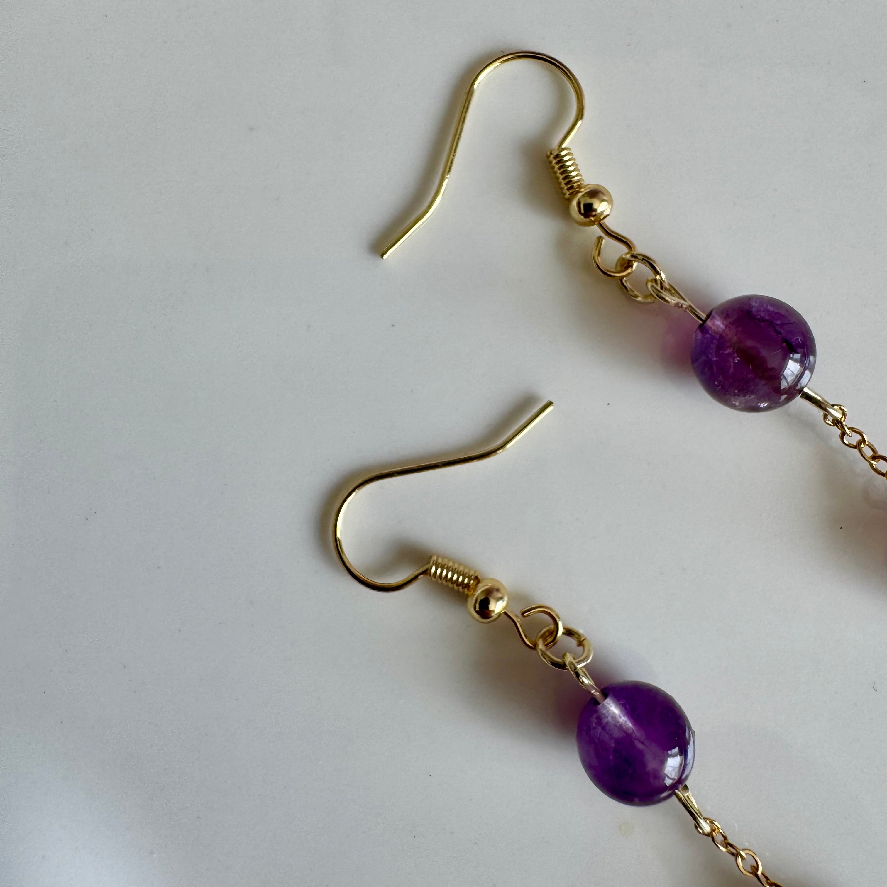 18k Gold Filled Purple Amethyst Drop Earrings