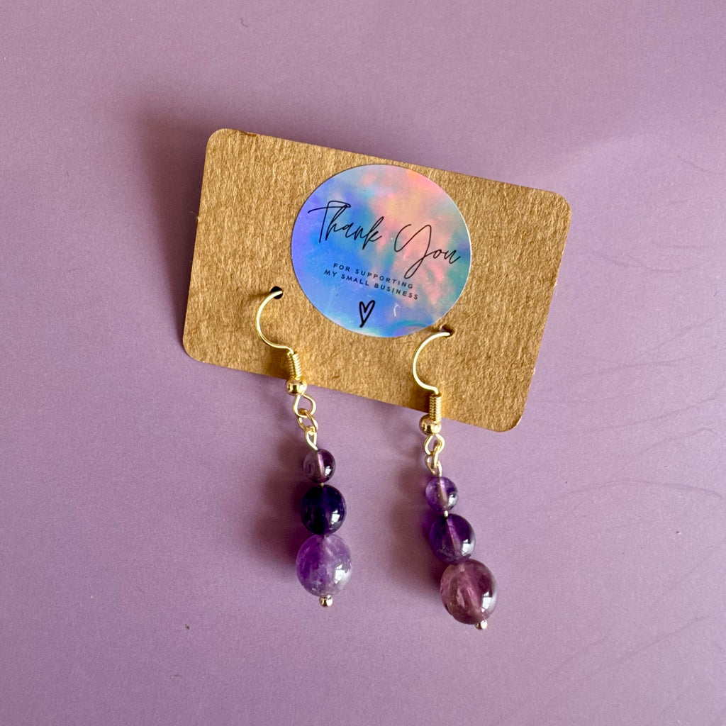18k Gold Filled Purple Amethyst Tiered Earrings