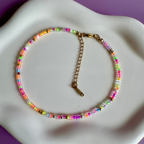 18k Gold Filled Candy Colour Beaded Anklet