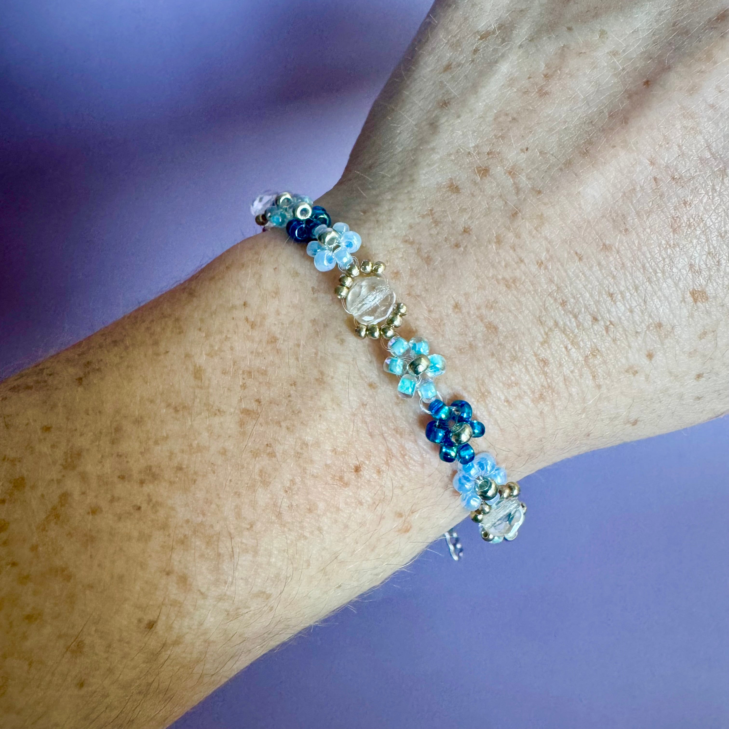Mixed Blue Bouquet Miyuki Bracelet | Sterling Silver