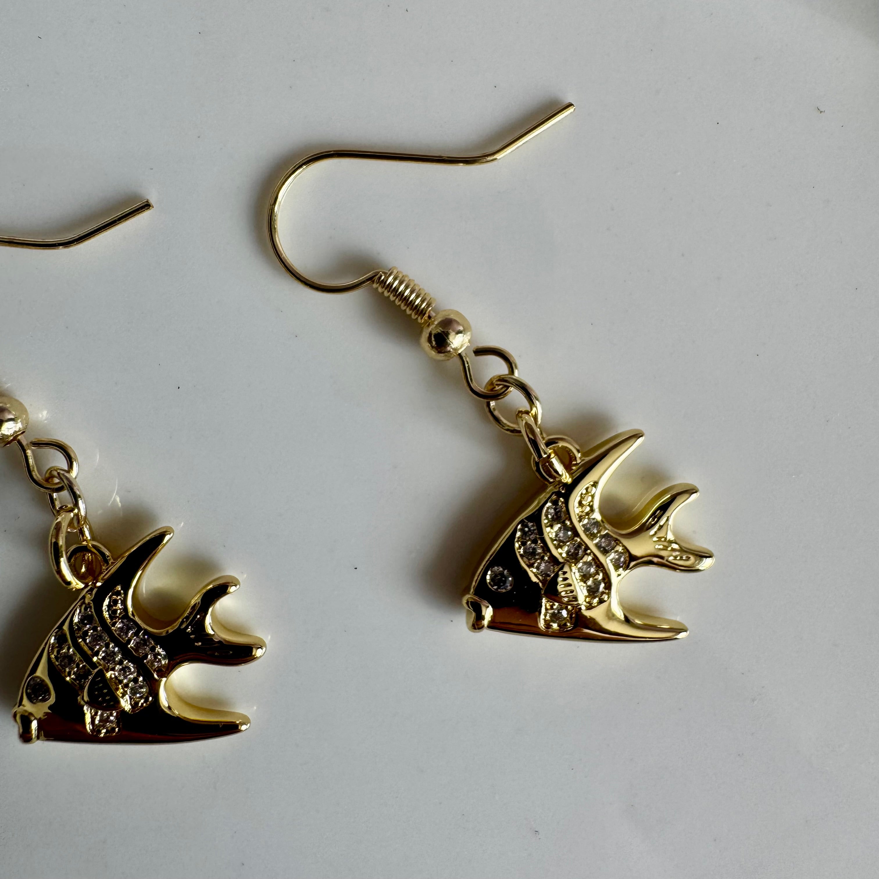 18k Gold Filled Tropic Fish Charm Earrings