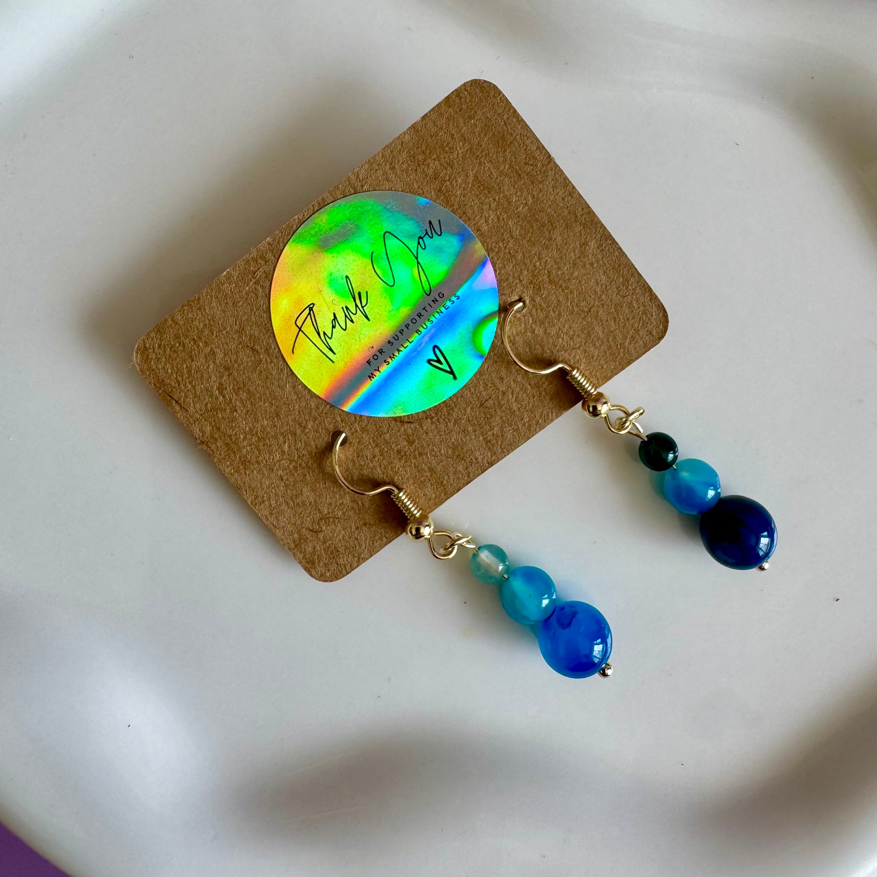 18K Gold Filled Blue Agate Tiered earrings