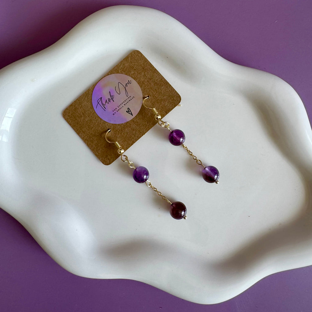 18k Gold Filled Purple Amethyst Drop Earrings