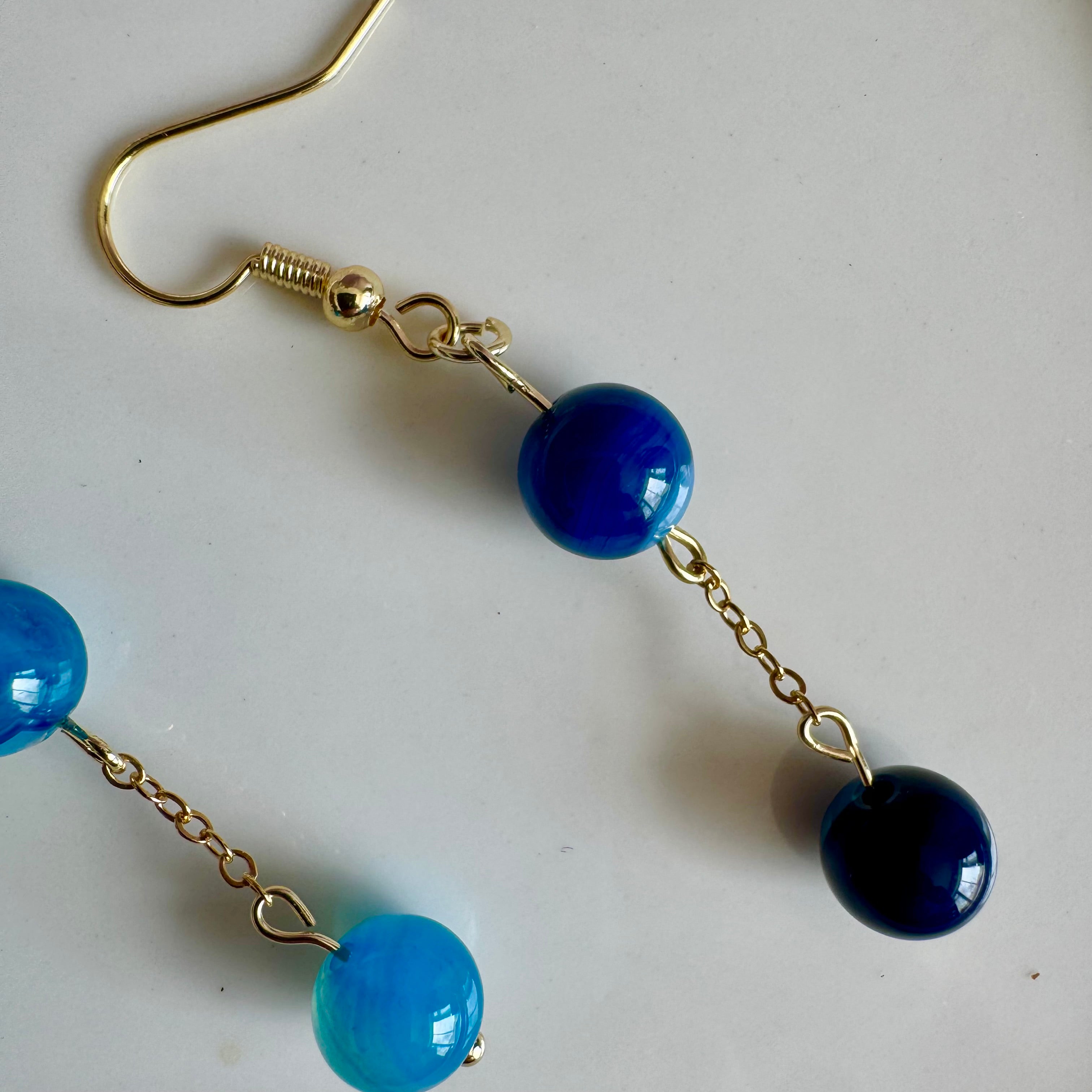 18k Gold Filled Blue Agate Drop Earrings