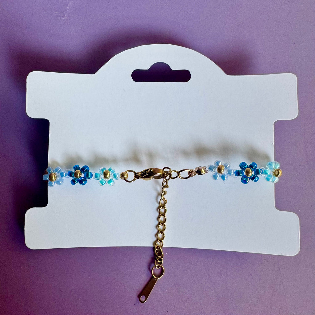 Mixed Blue Bouquet Beaded Bracelet | 18k Gold Filled