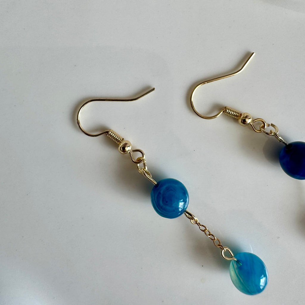 18k Gold Filled Blue Agate Drop Earrings