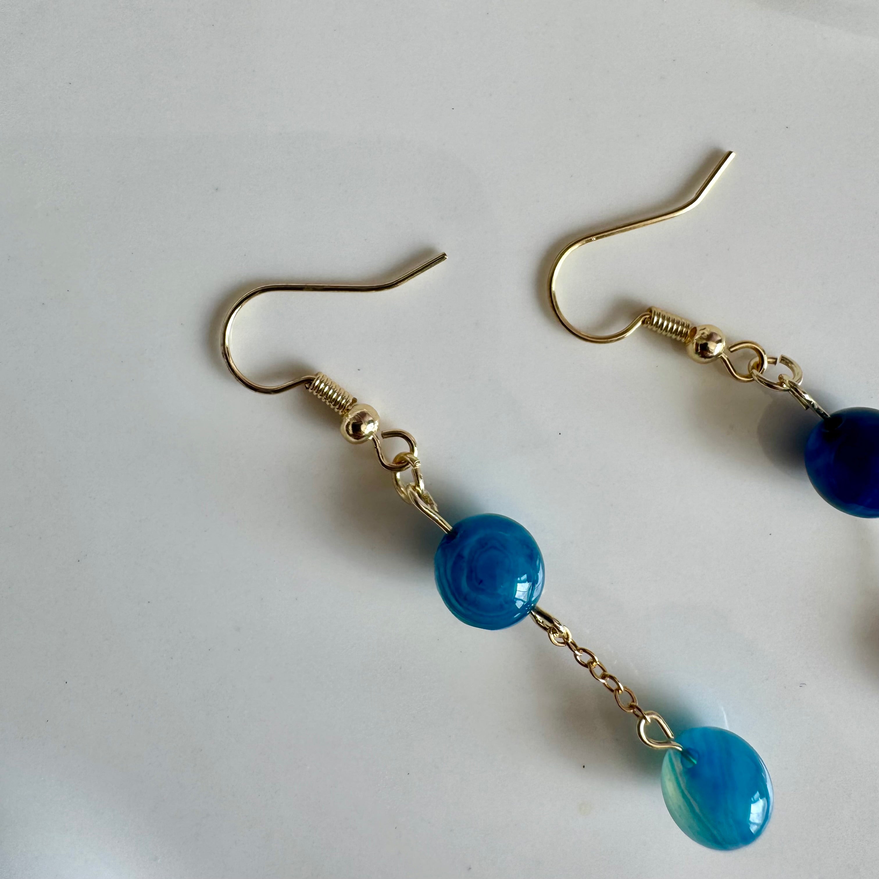 18k Gold Filled Blue Agate Drop Earrings