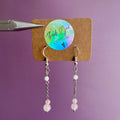 Rose Quartz and Pearl Stainless Steel Drop Earrings