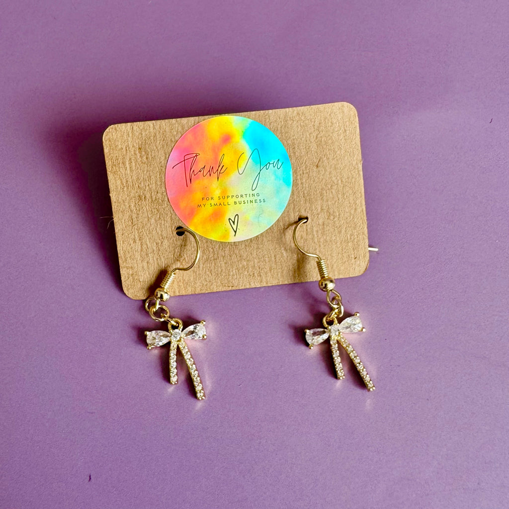 18k Gold Filled Bow Drop Earrings