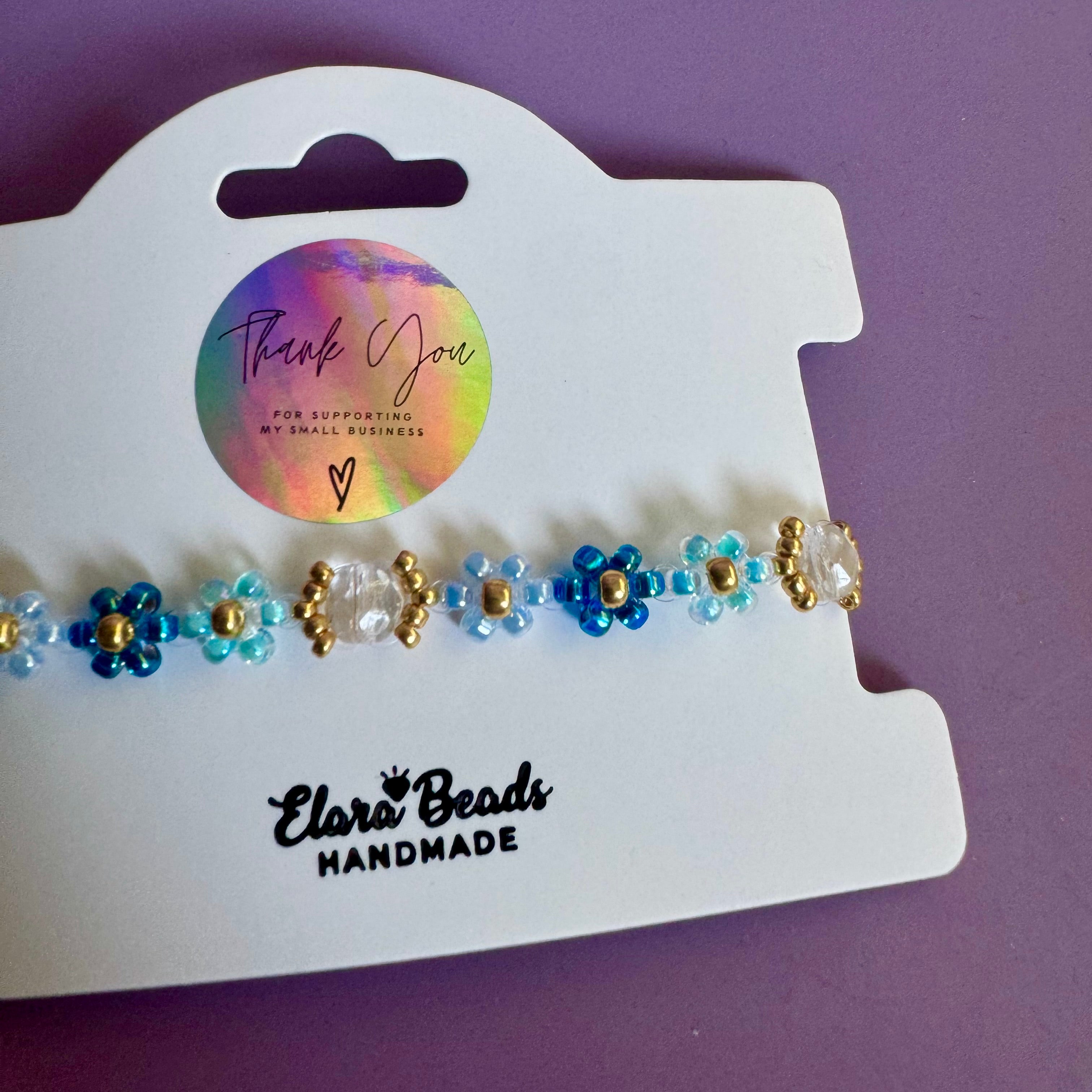 Mixed Blue Bouquet Beaded Bracelet | 18k Gold Filled