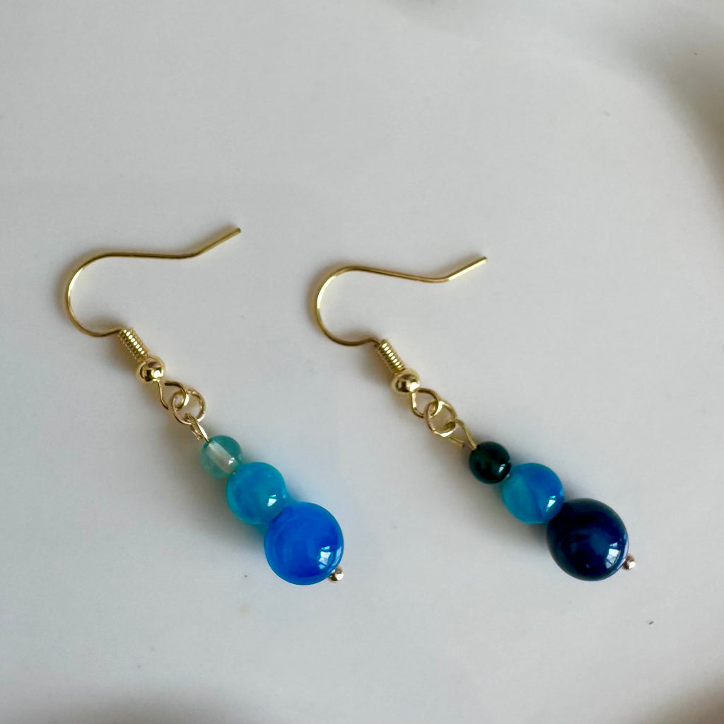 18K Gold Filled Blue Agate Tiered earrings