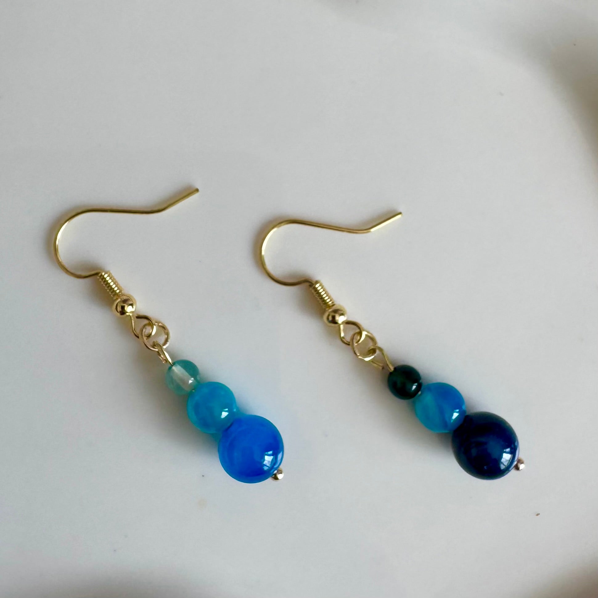 18K Gold Filled Blue Agate Tiered earrings
