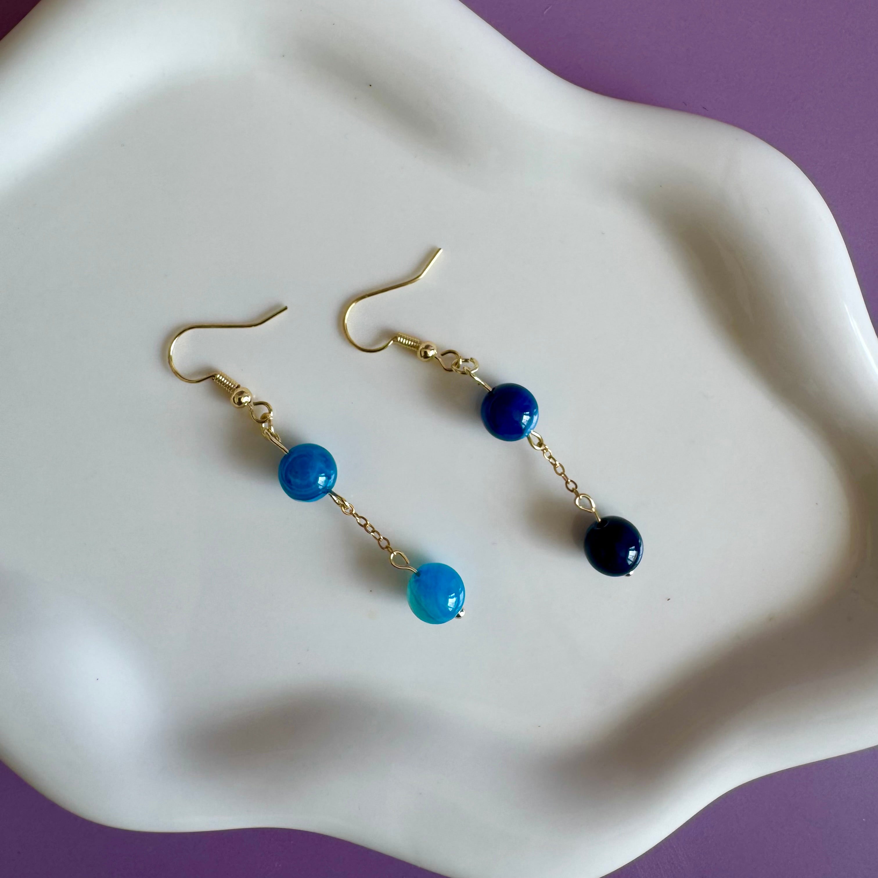 18k Gold Filled Blue Agate Drop Earrings