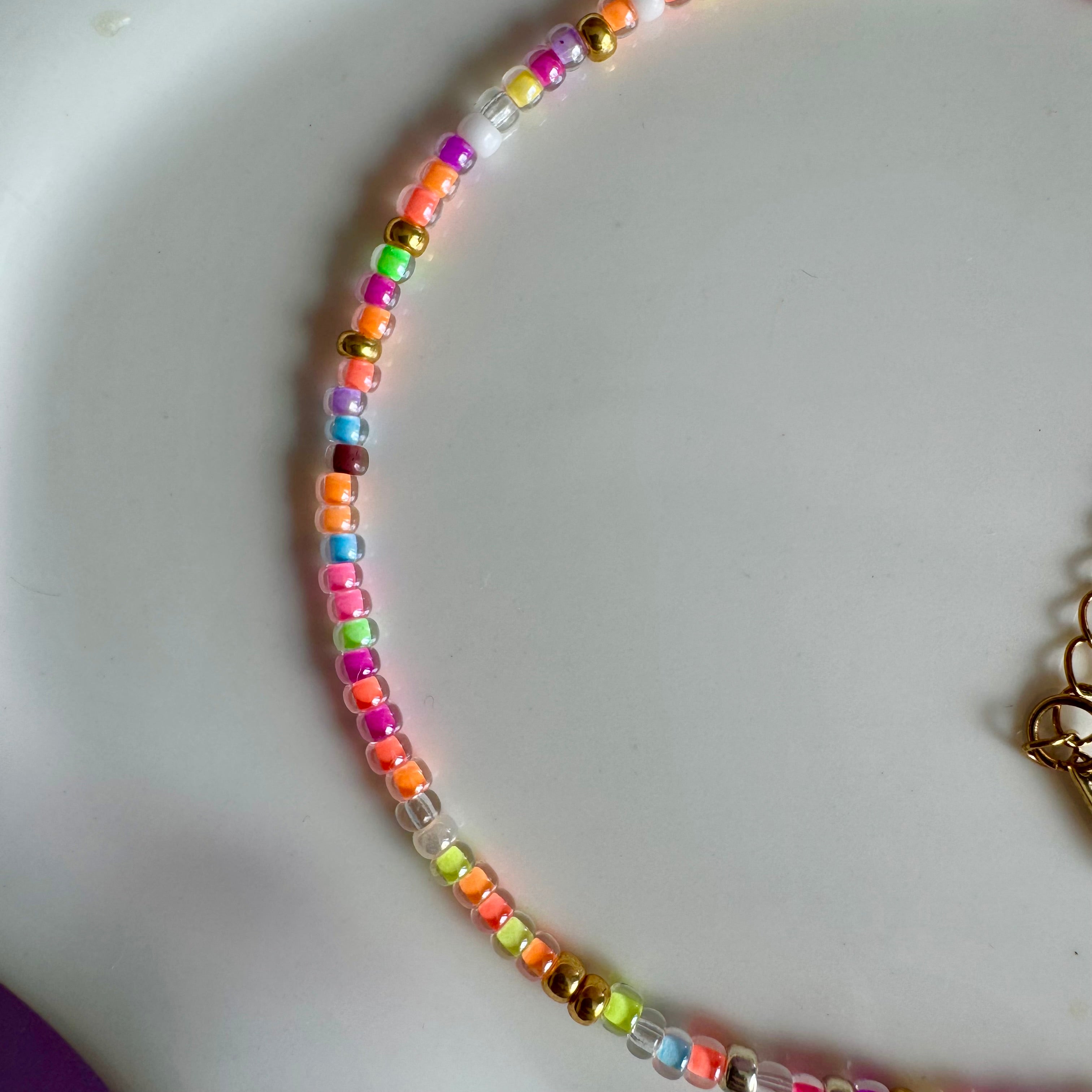 18k Gold Filled Candy Colour Beaded Anklet