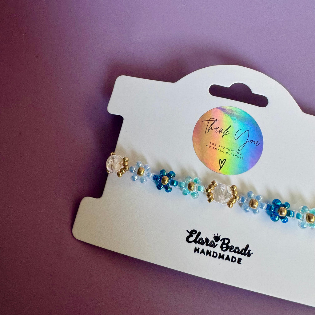 Mixed Blue Bouquet Beaded Bracelet | 18k Gold Filled