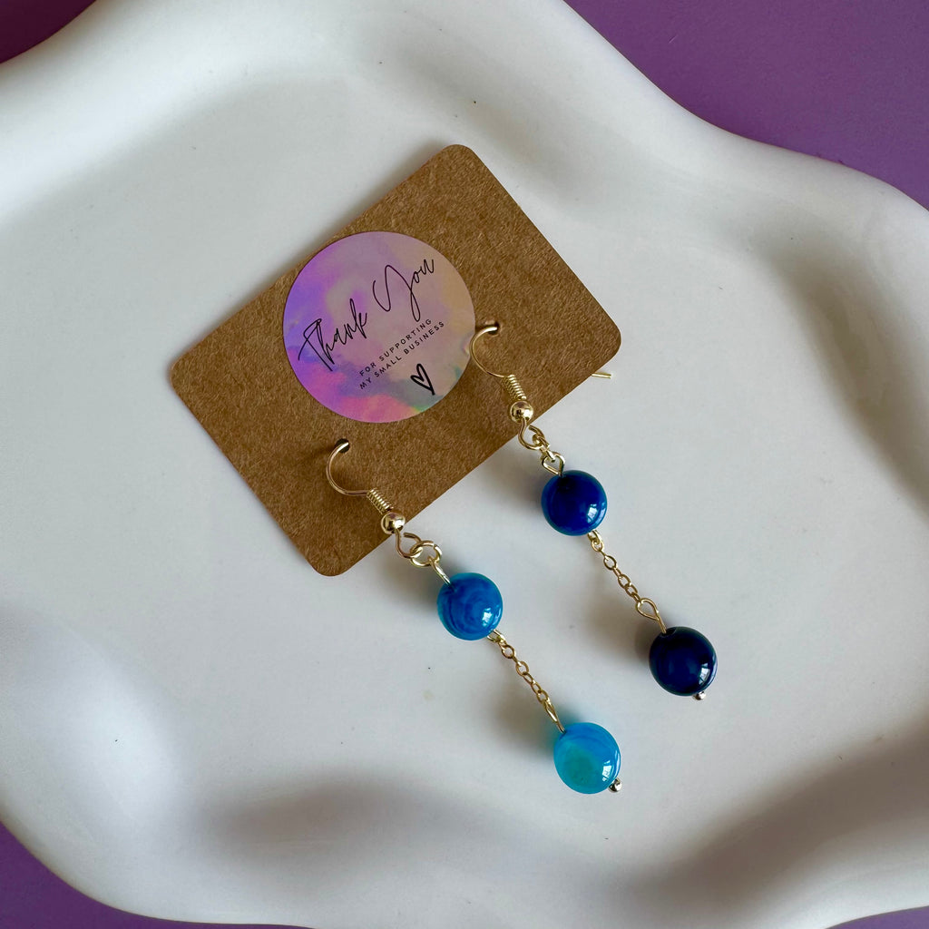 18k Gold Filled Blue Agate Drop Earrings