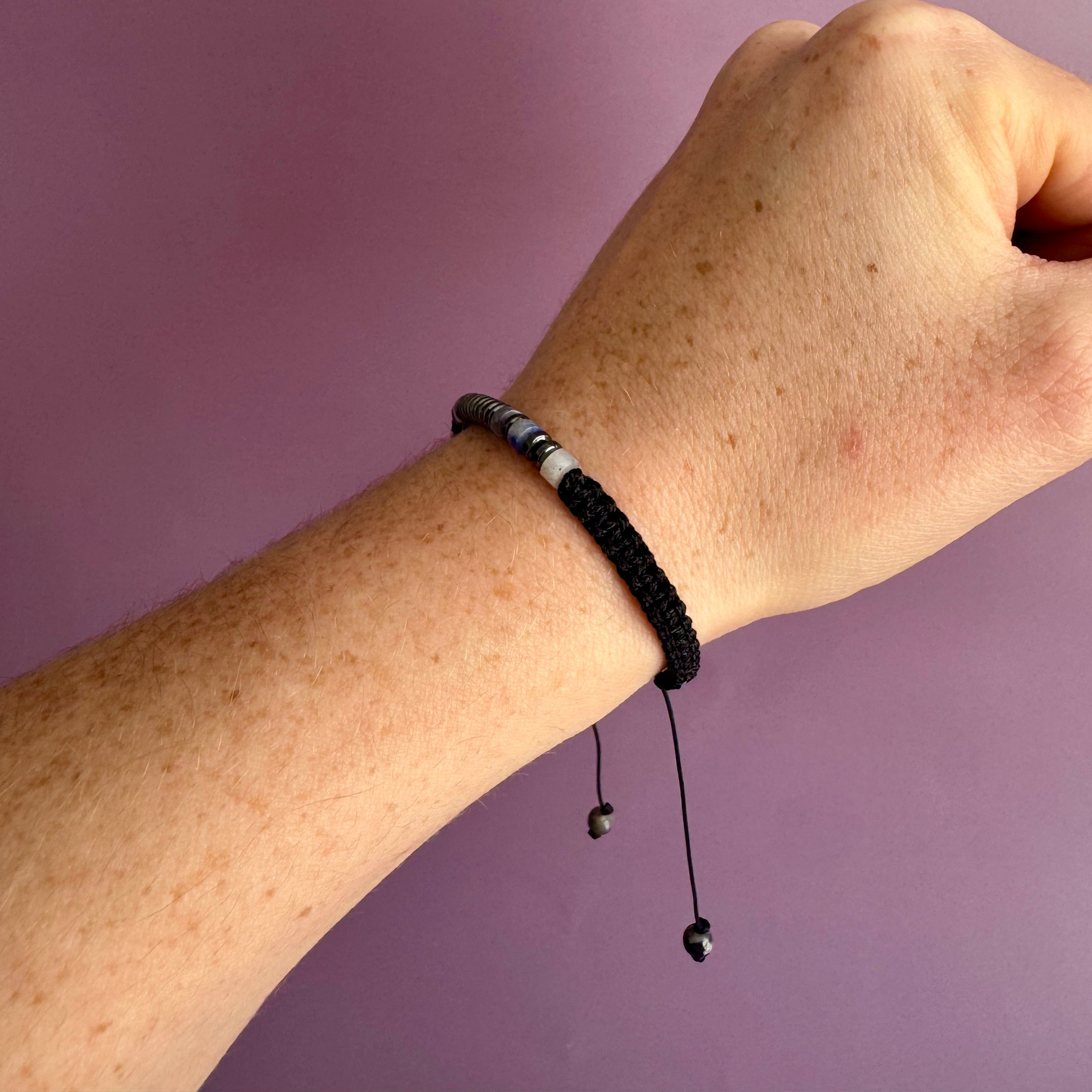 Personalised Morse Code Bracelet | Hidden Message Gemstone Macramé Bracelet