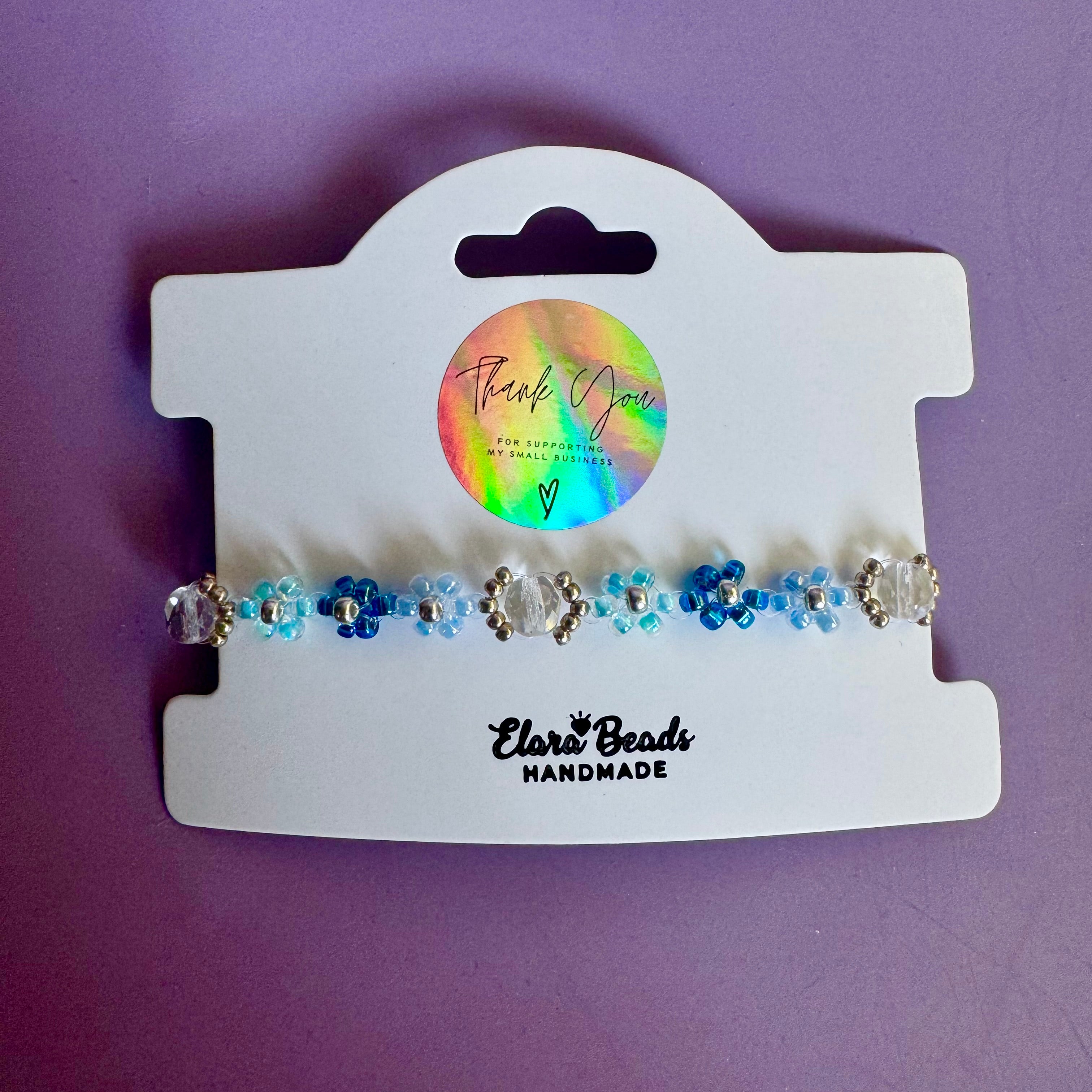 Mixed Blue Bouquet Miyuki Bracelet | Sterling Silver