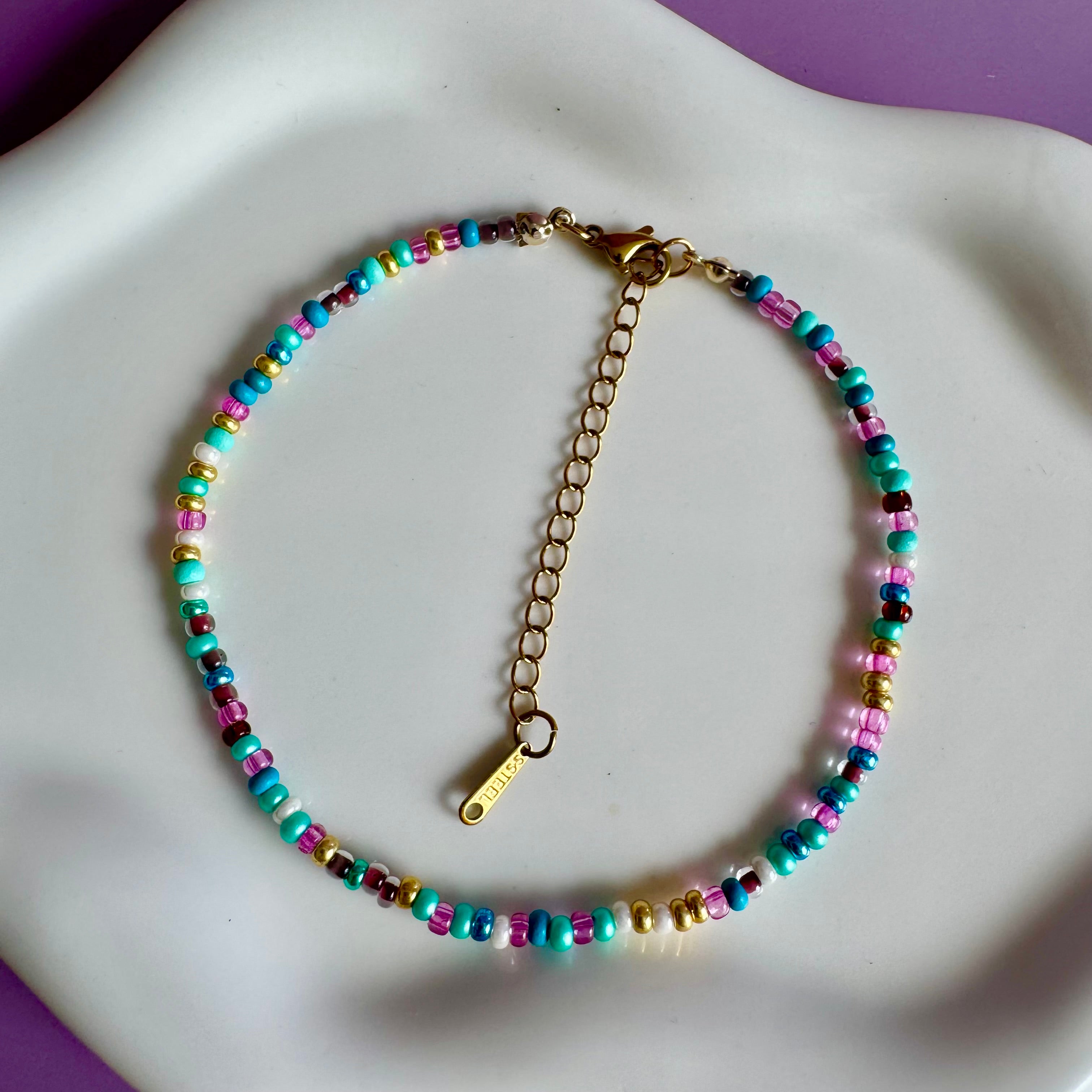 18k Gold Filled Mermaid Beaded Anklet
