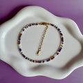 18k Gold Filled Midnight Tone Beaded Anklet