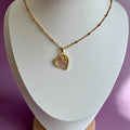 18k Gold Filled Mother of Pearl Heart Necklace | Heart Charm Pendant | Satellite Chain Necklace
