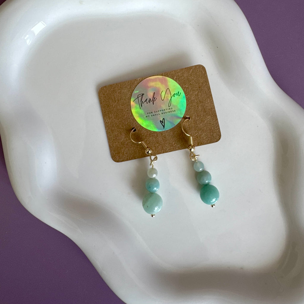 Stainless Steel Amazonite Tiered Drop Earrings