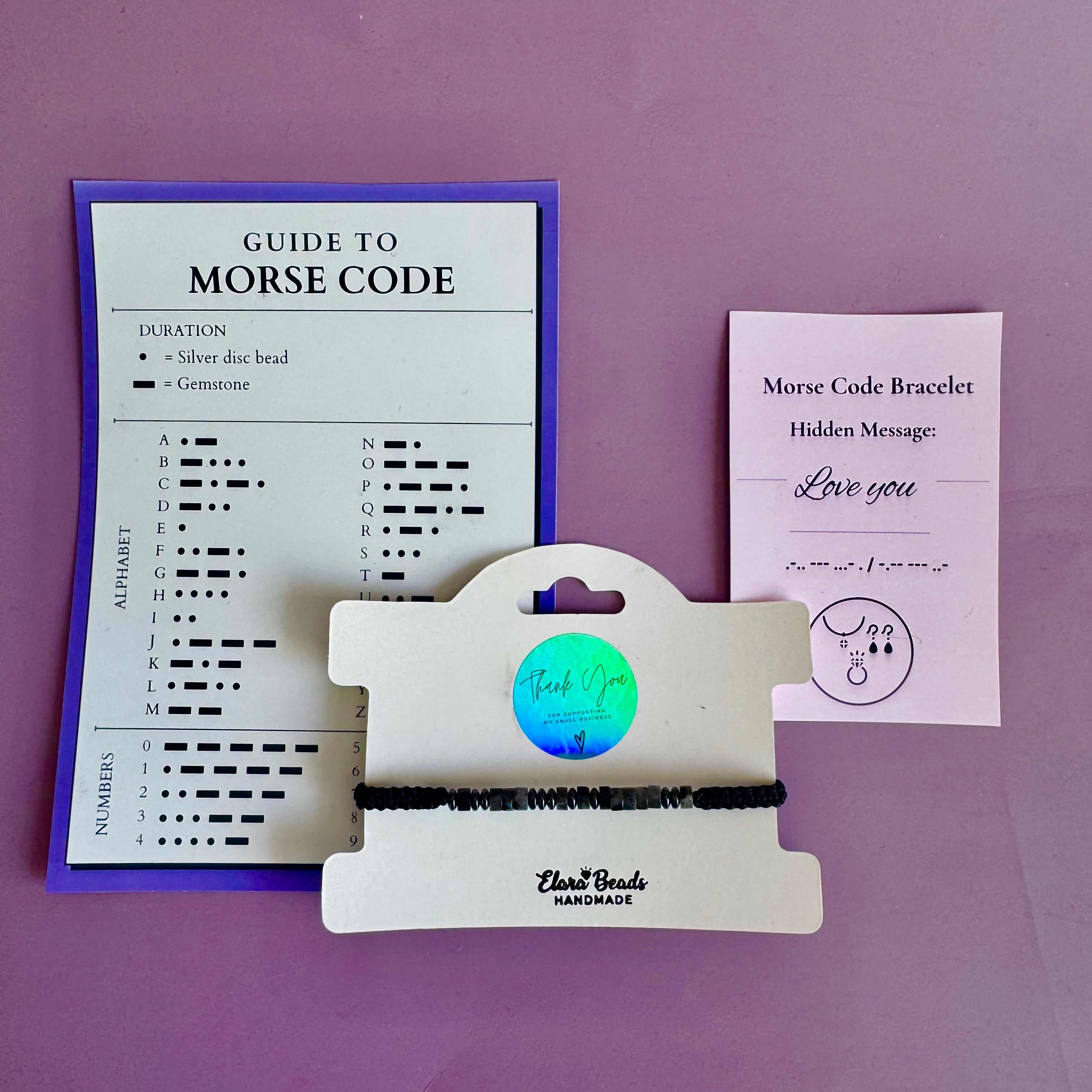 Personalised Morse Code Bracelet | Hidden Message Gemstone Macramé Bracelet
