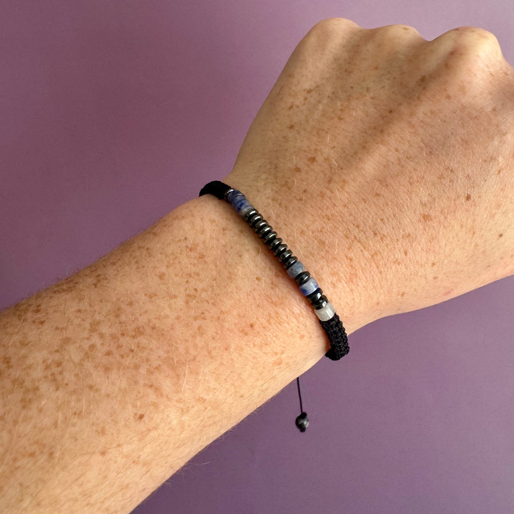 Personalised Morse Code Bracelet | Hidden Message Gemstone Macramé Bracelet