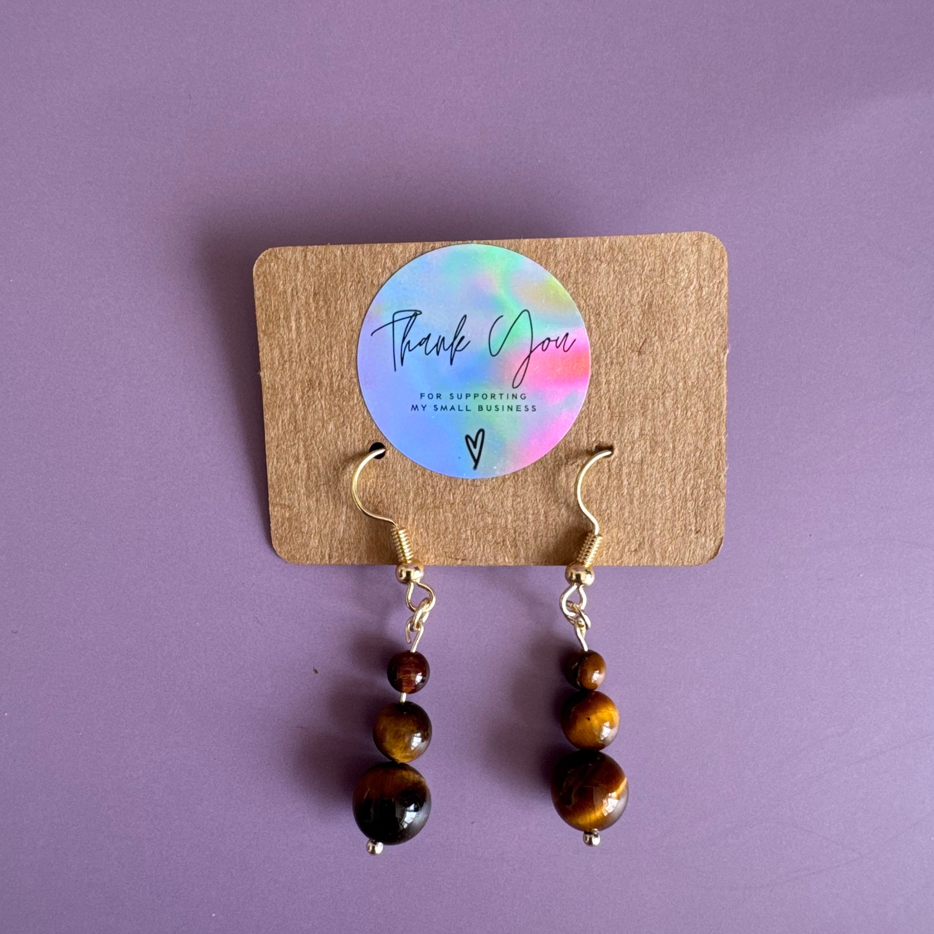 18k Gold Filled Tiger Eye Tiered Earrings