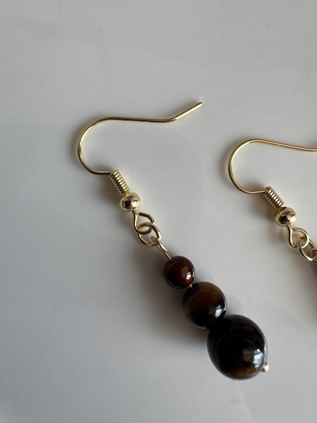 18k Gold Filled Tiger Eye Tiered Earrings