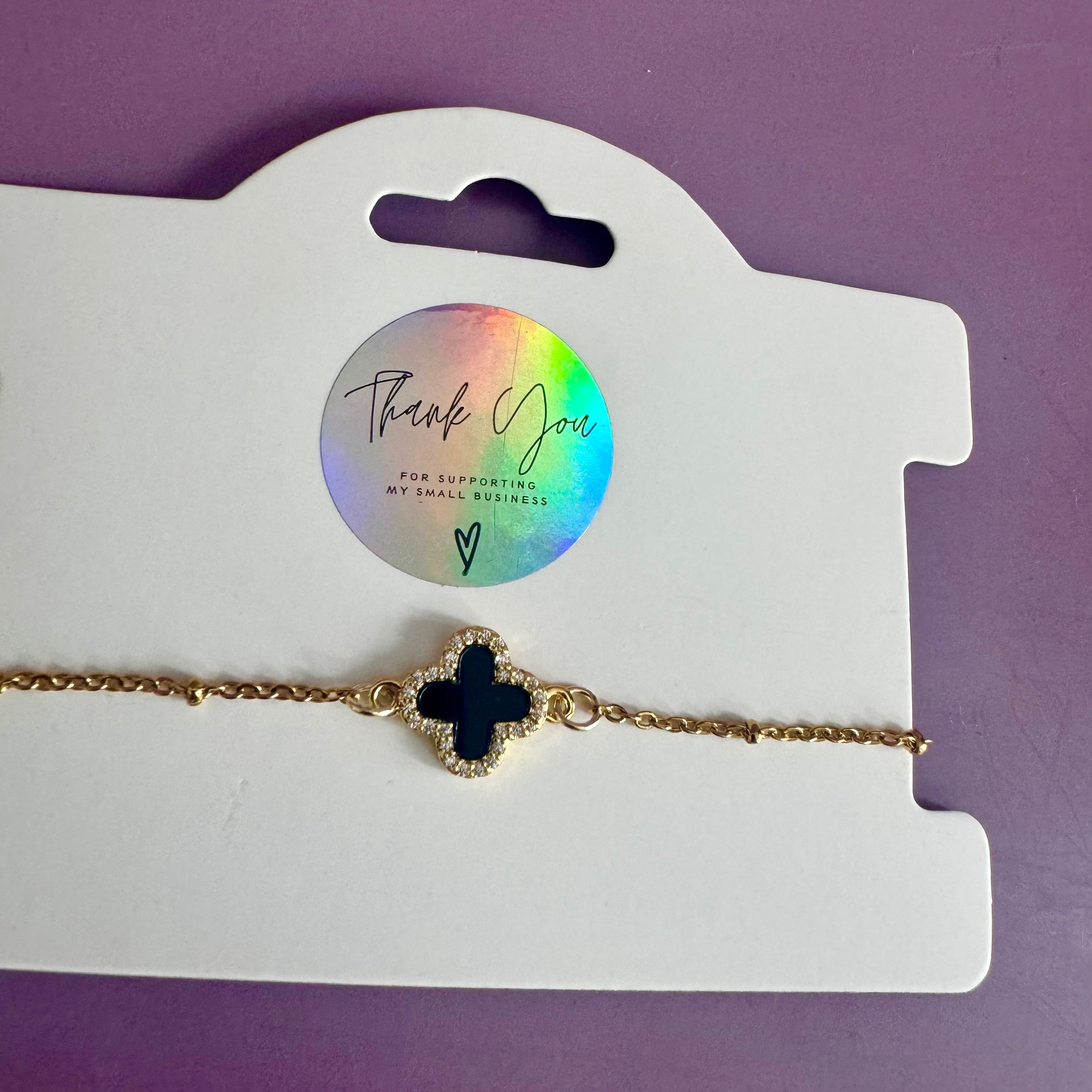 Gold-Filled Black Clover Lucky Charm Bracelet – Dainty Satellite Chain Jewellery