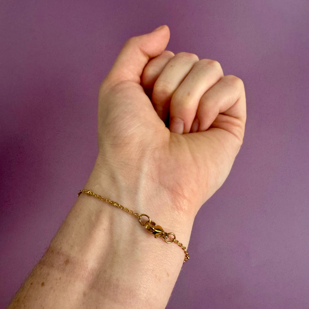 Gold-Filled Black Clover Lucky Charm Bracelet – Dainty Satellite Chain Jewellery