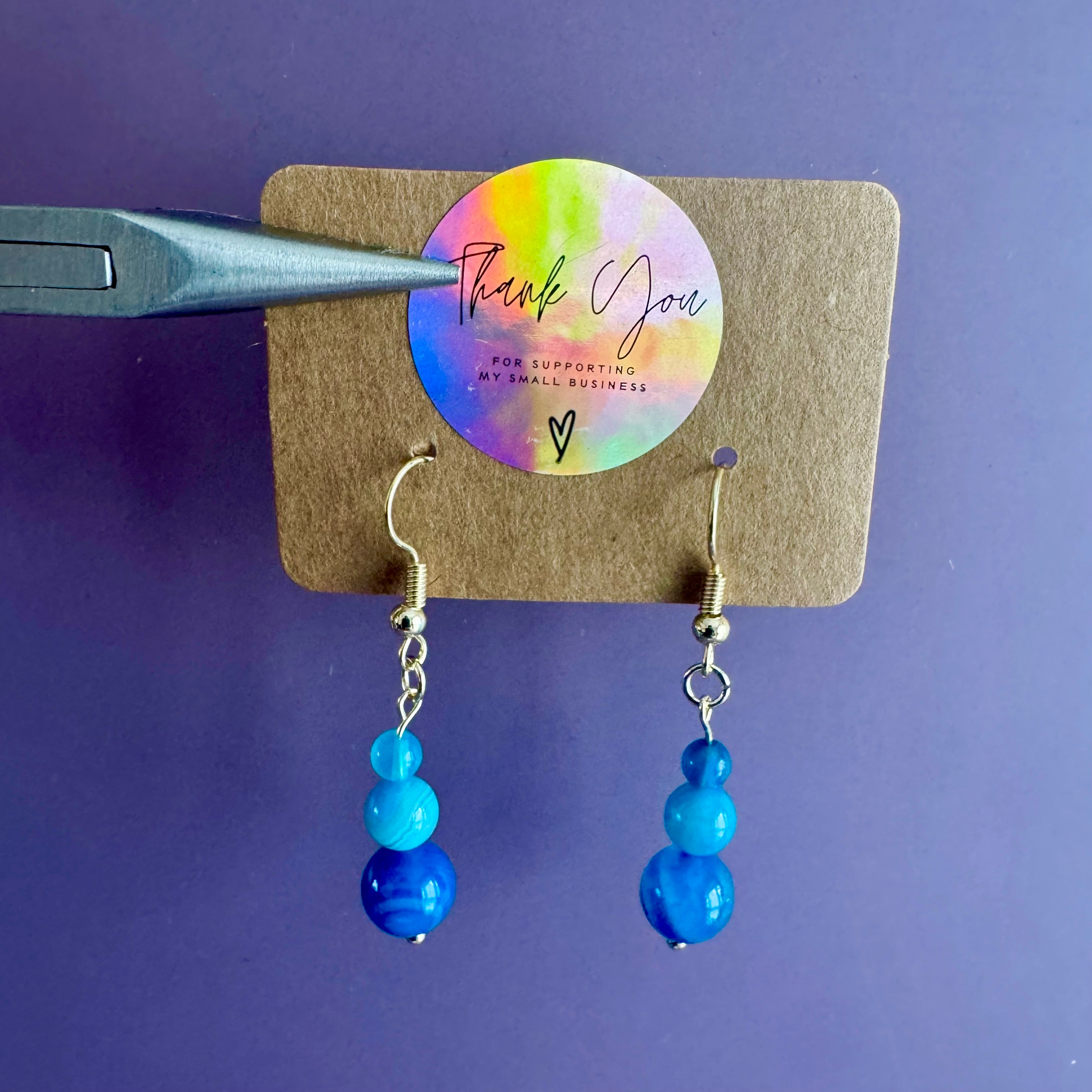 18K Gold Filled Blue Agate Tiered earrings