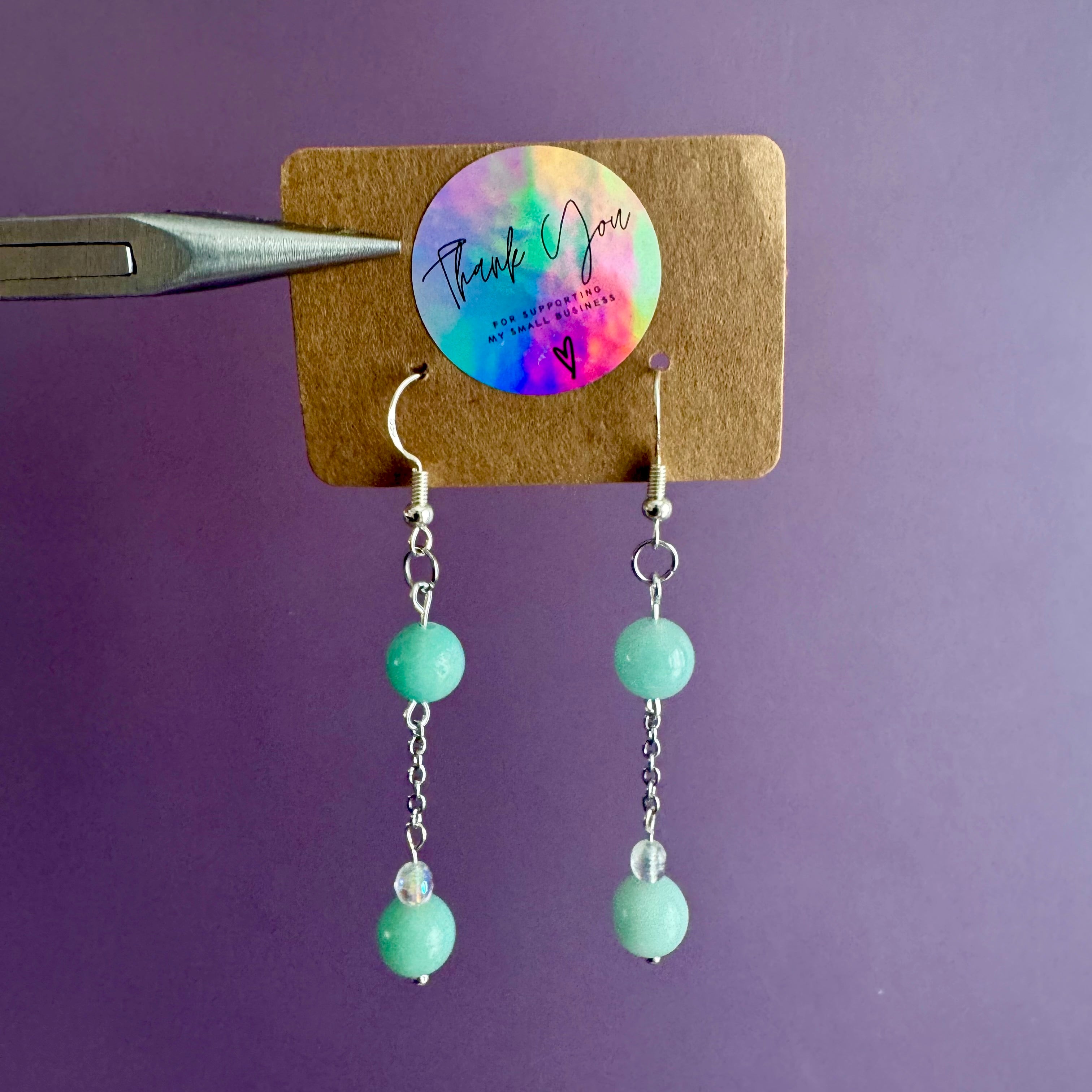 Amazonite Stainless Steel Drop Earrings