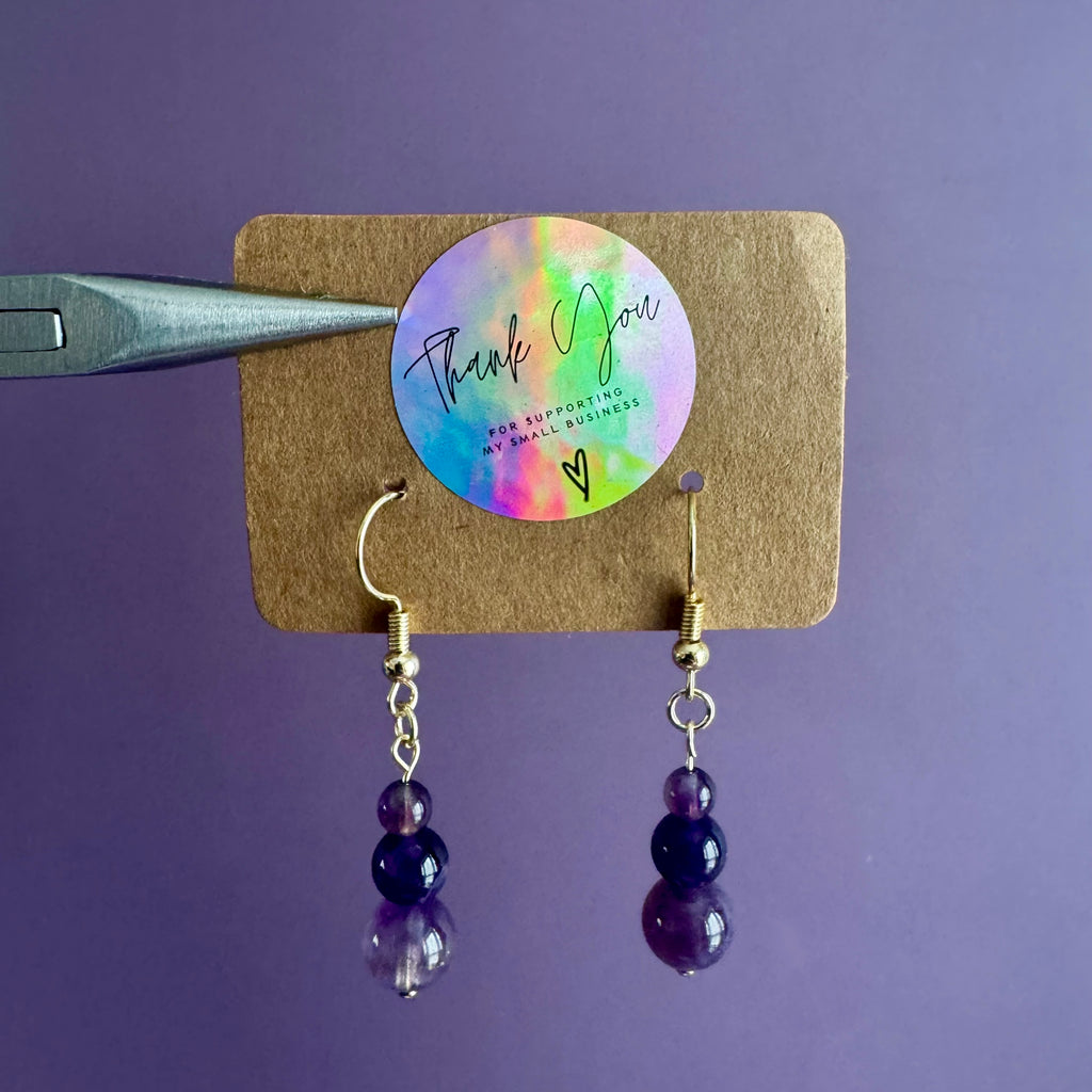 18k Gold Filled Purple Amethyst Tiered Earrings