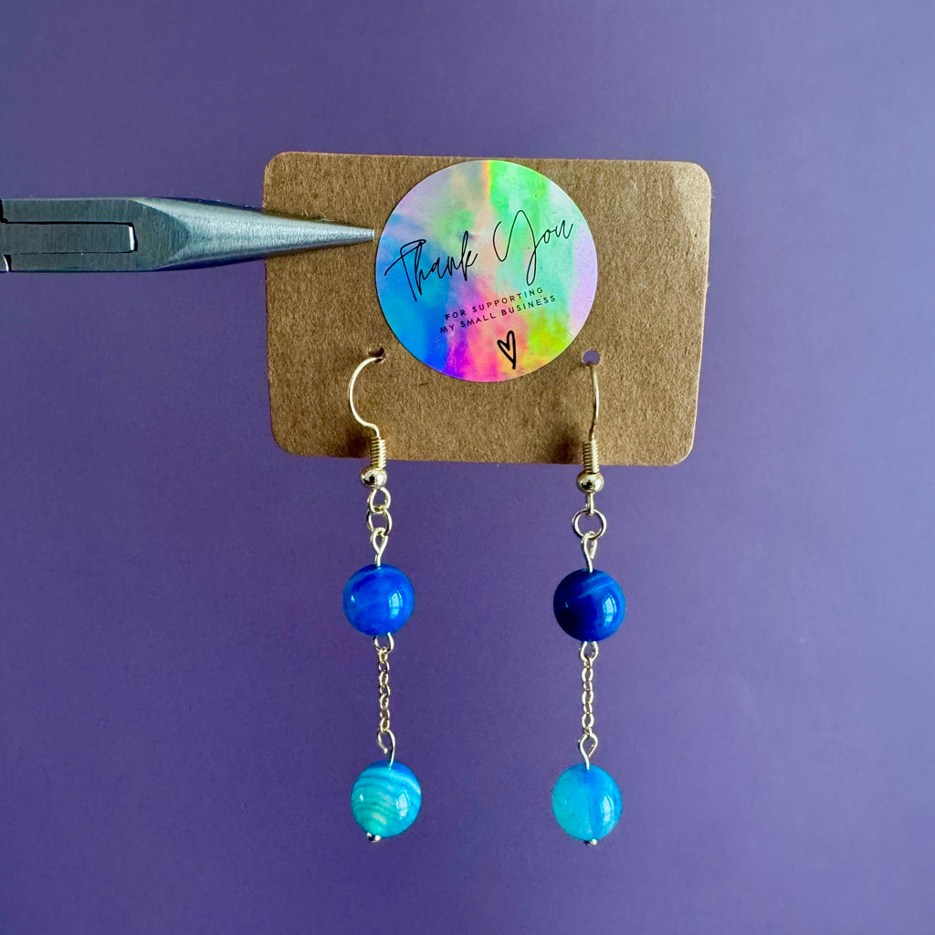 18k Gold Filled Blue Agate Drop Earrings