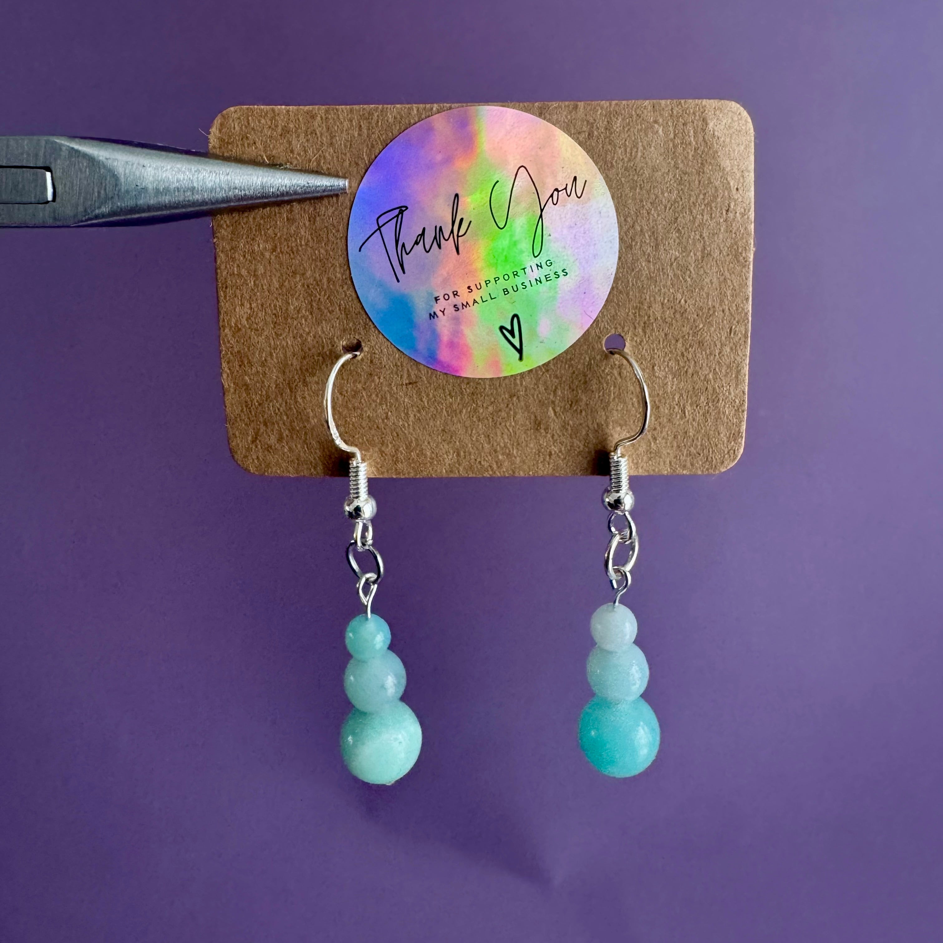 Stainless Steel Amazonite Tiered Drop Earrings