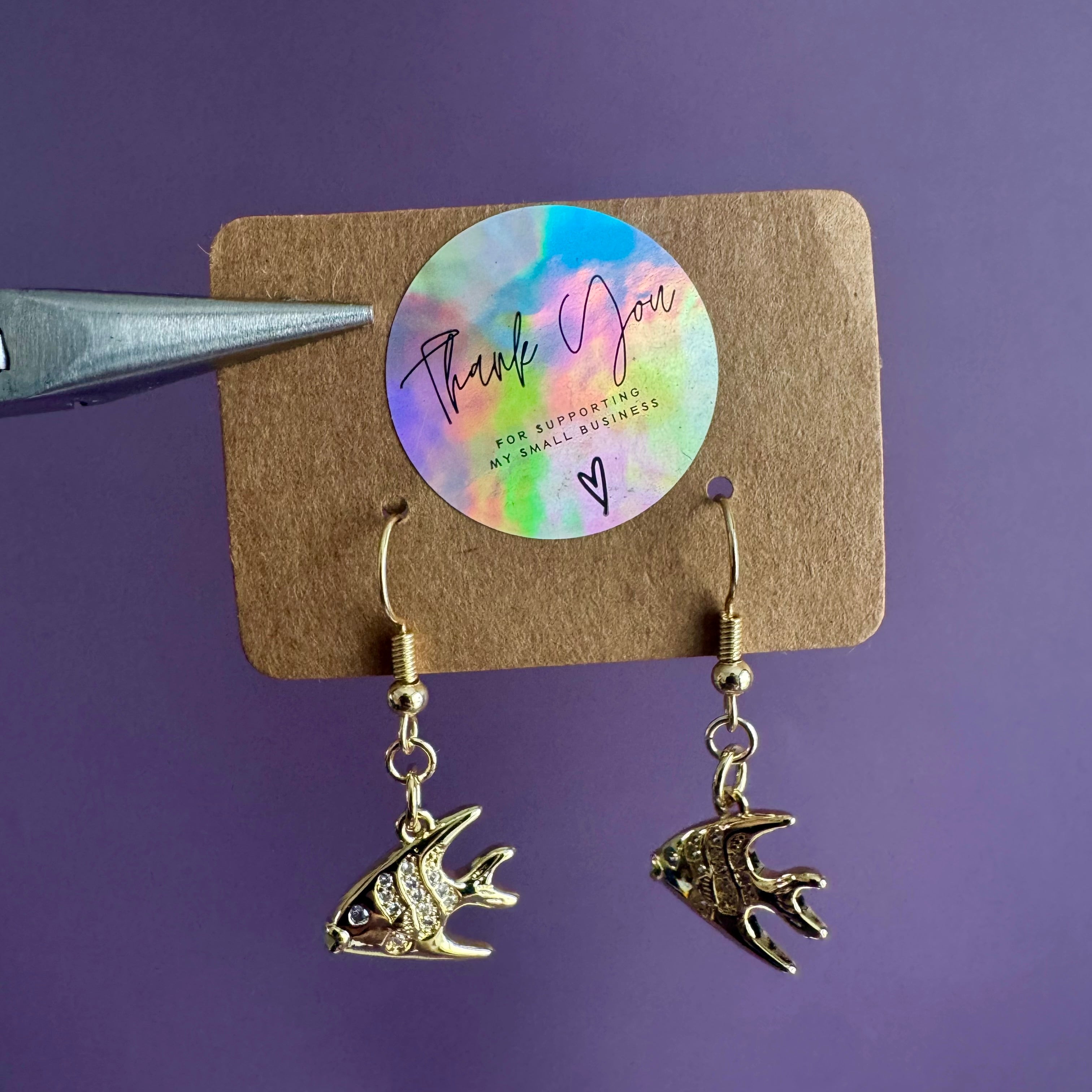 18k Gold Filled Tropic Fish Charm Earrings