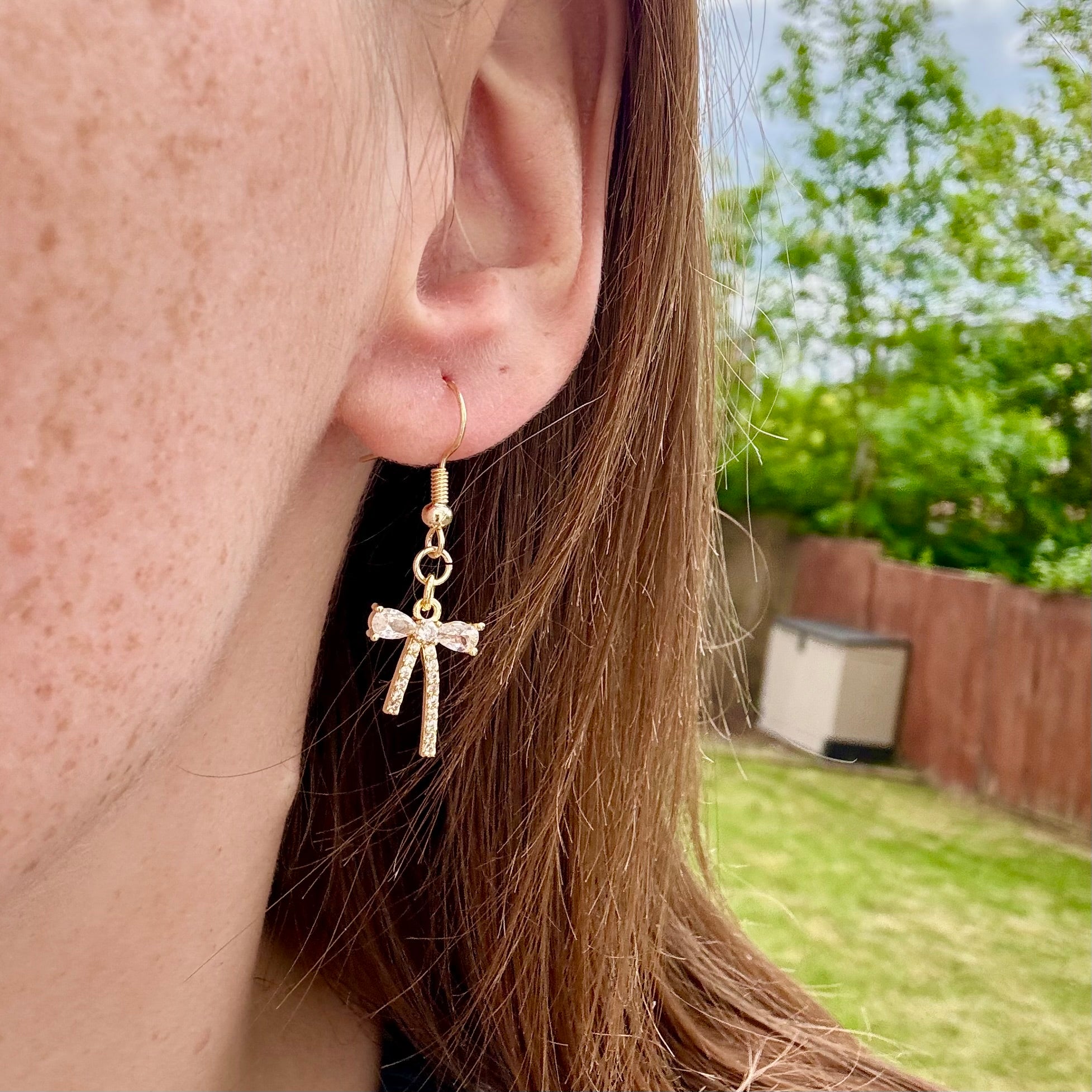 18k Gold Filled Bow Drop Earrings