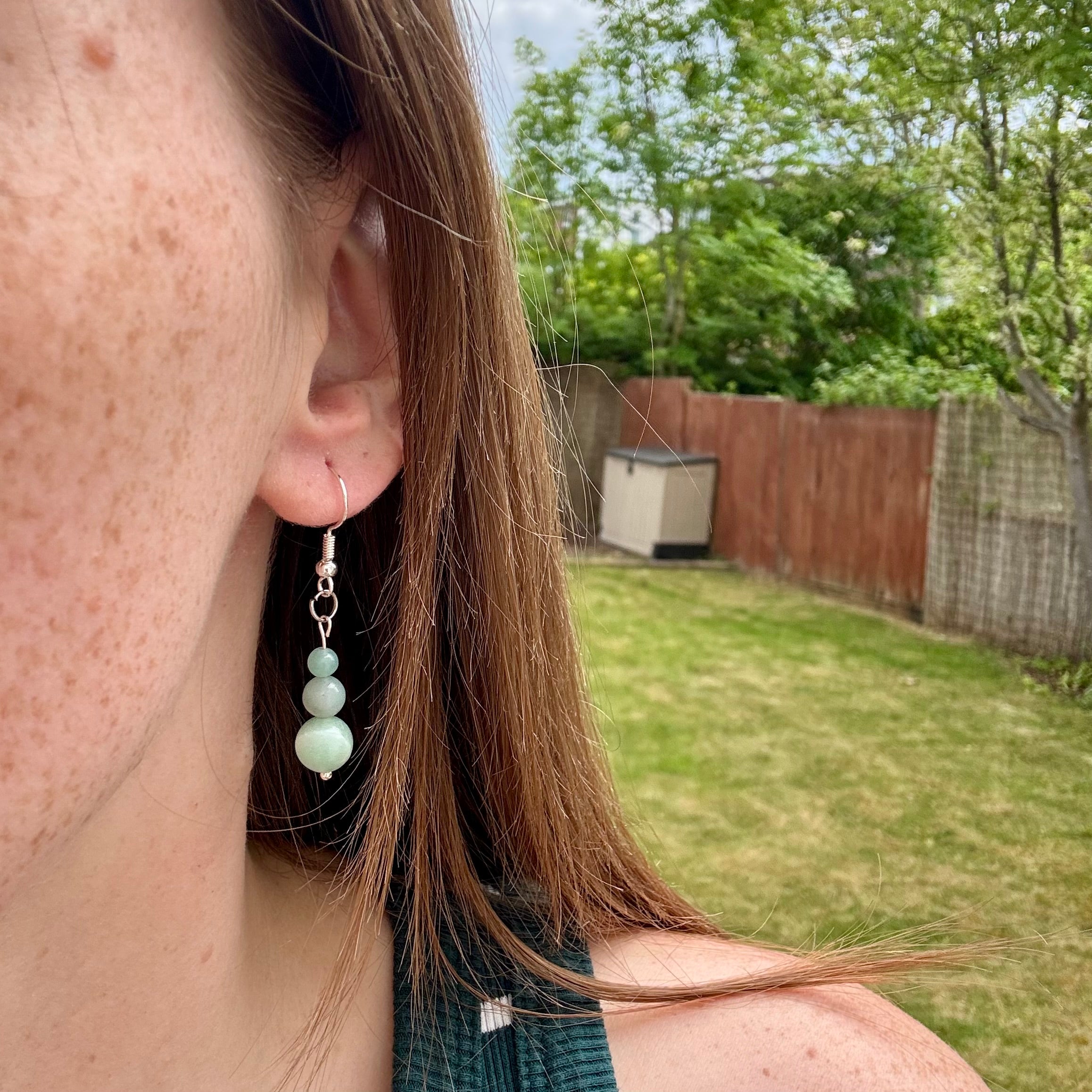 Stainless Steel Amazonite Tiered Drop Earrings